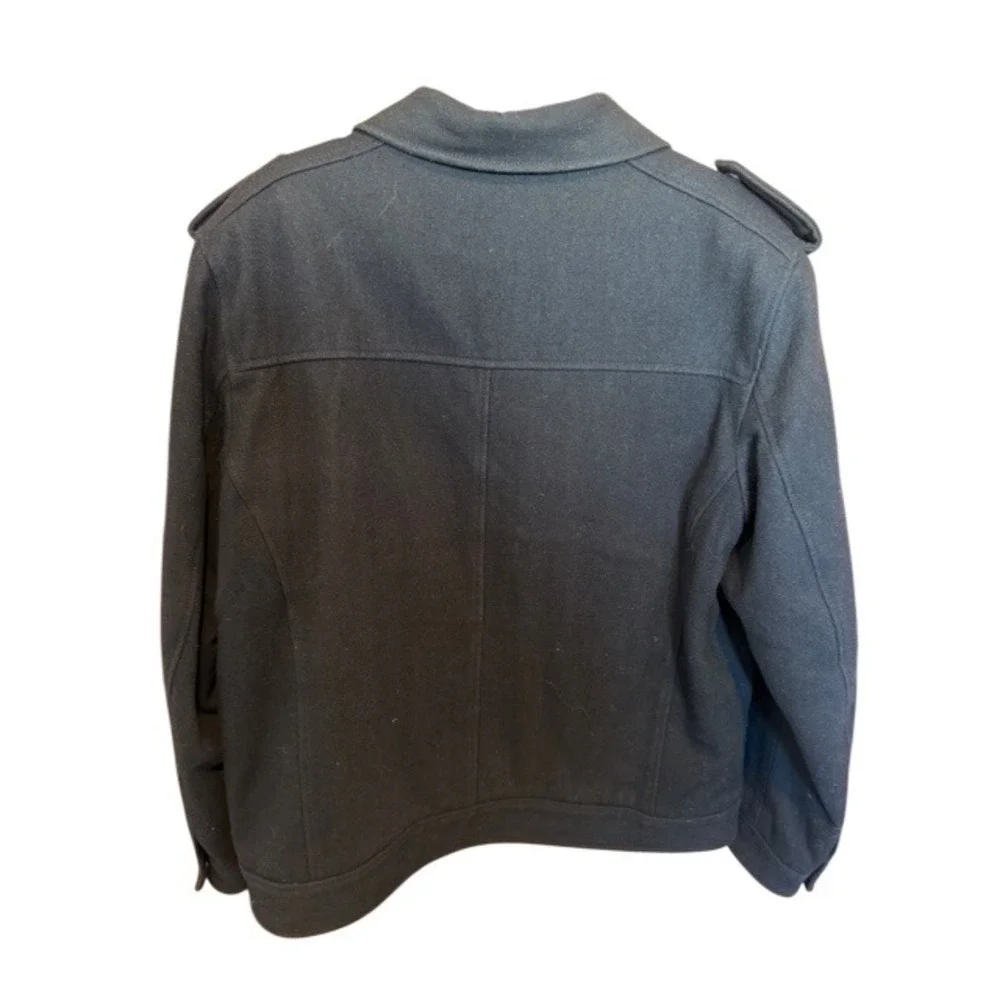 GUESS Men's Black Military Style Full Zip Wool Blend Jacket Size‎ XL Y2K